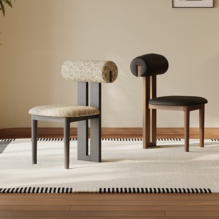 中古实木餐椅家用靠背椅子餐厅餐桌椅法式 复古风设计师化妆河马椅