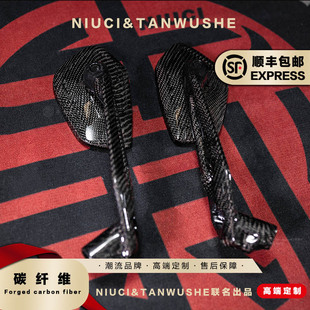 适用宝马R1250GS ADV水鸟改装斜纹蜂窝锻造碳纤维后视镜倒车镜