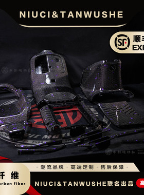 九号电动车E300P原车改装蜂窝紫箔碳纤维PP件黑件外壳车头挡风板