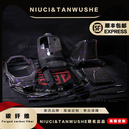 九号电动车E300P原车改装蜂窝紫箔碳纤维PP件黑件外壳车头挡风板
