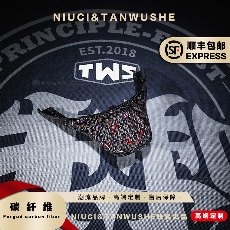 九号电动车E300p 改装蜂窝红粉碳纤维尾翼黑件PP件