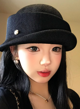 赫本风春夏款卷边黑色礼帽女士高级感气质优雅盆帽千金风渔夫帽子