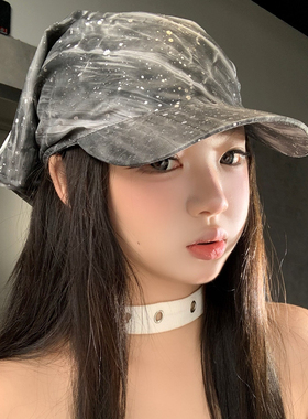 韩系灰色晕染鸭舌帽女小众高级感