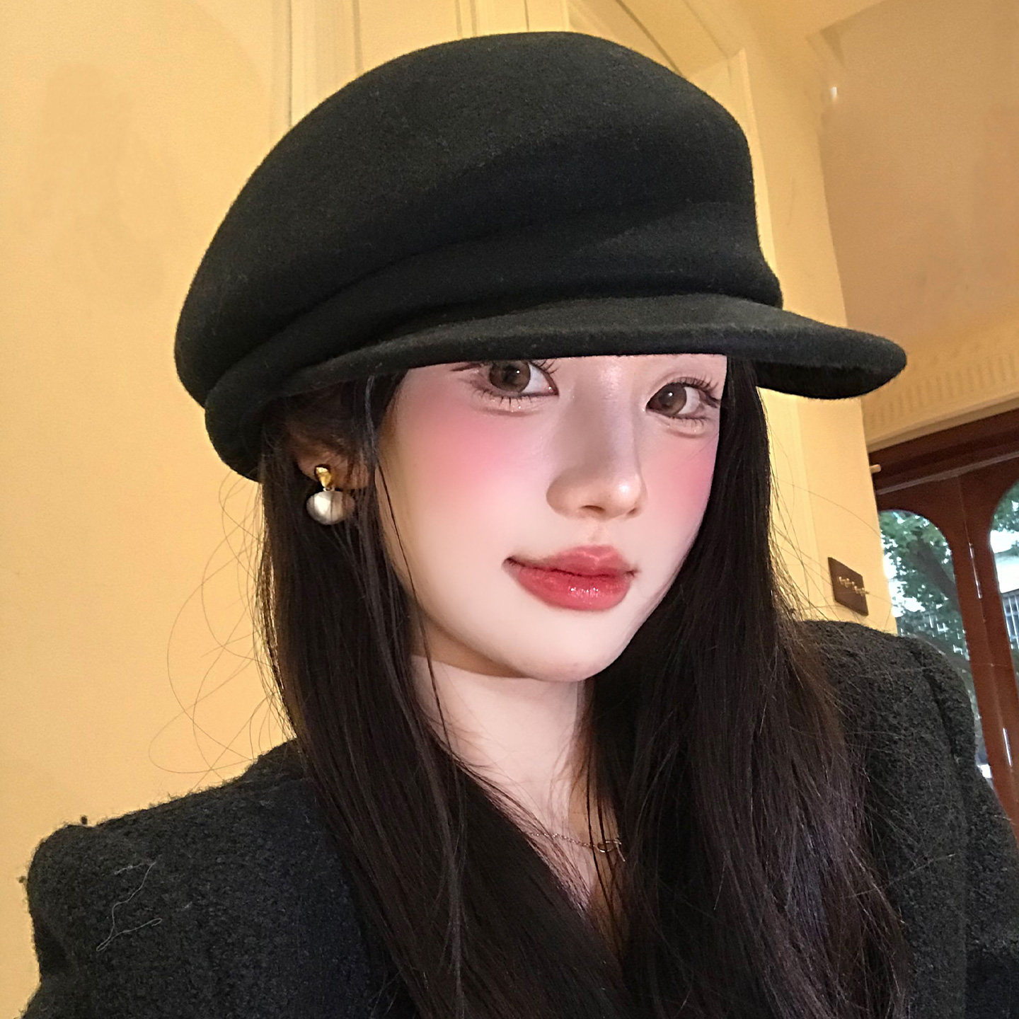 英伦风优雅黑色贝雷帽女士冬季洋气时髦大头围羊毡帽毛呢画家帽子,服饰配件/皮带/帽子/围巾,帽子,淘宝优惠券,粉丝福利购,淘宝优惠卷