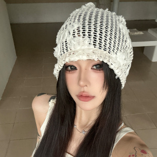 立体花朵刺绣包头帽女春夏新款显脸小透气薄款冷帽大头围堆堆帽子