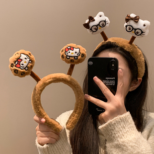 卡通可爱Kitty猫洗脸发箍女高颅顶显脸小不勒头发卡甜美百搭发饰