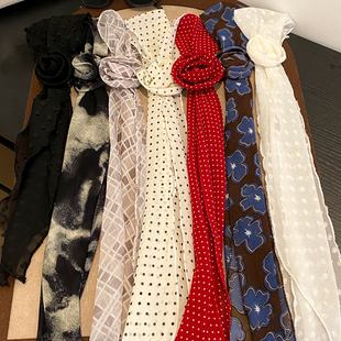 碎花系脖丝巾女2025新款高级感颈饰护颈装饰法式复古领巾飘带搭配