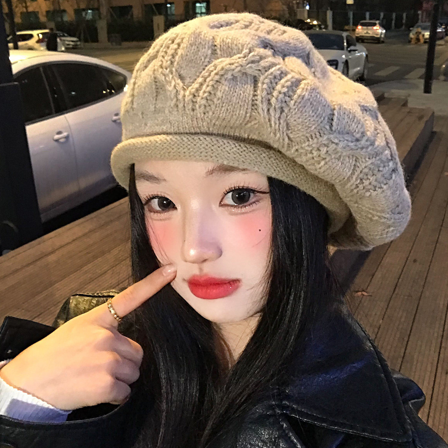 古早感麻花针织八角贝雷帽女冬加厚保暖显脸小氛围感蓓蕾画家帽子