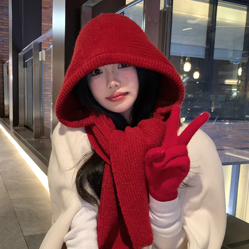 红色巴拉克拉法帽女2025年秋冬