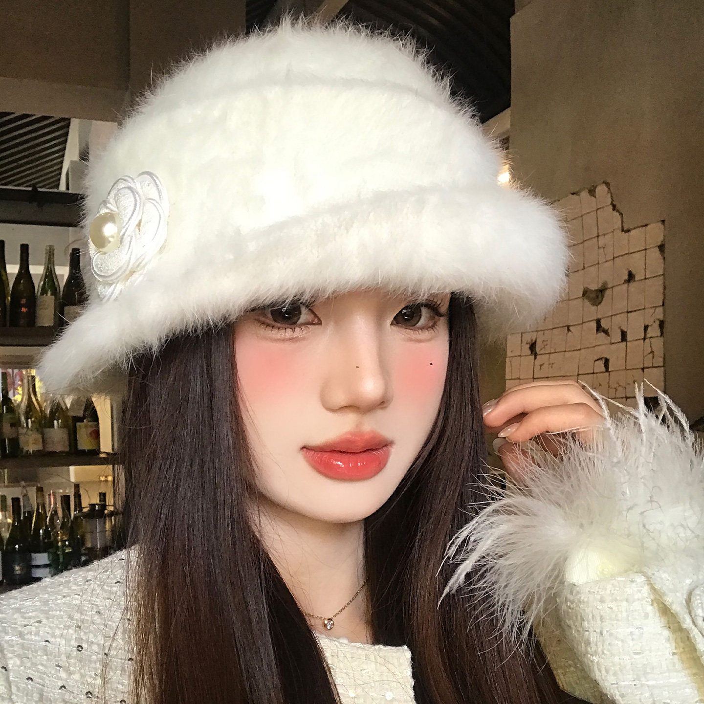 兔毛山茶花珍珠千金风礼帽女冬季保暖高级感盆帽优雅气质渔夫帽子,服饰配件/皮带/帽子/围巾,帽子,淘宝优惠券,粉丝福利购,淘宝优惠卷