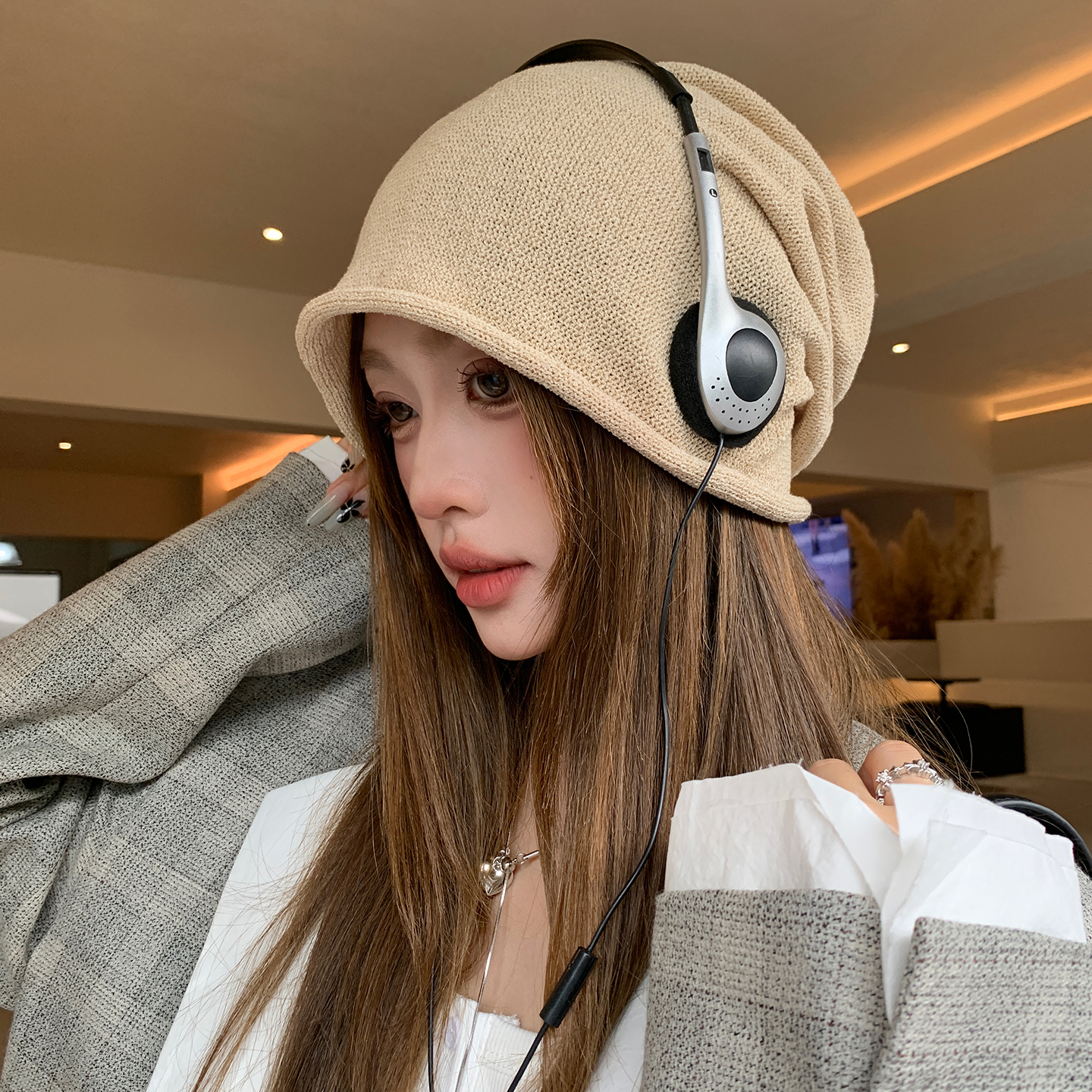 日系复古纯色包头帽女夏季薄款