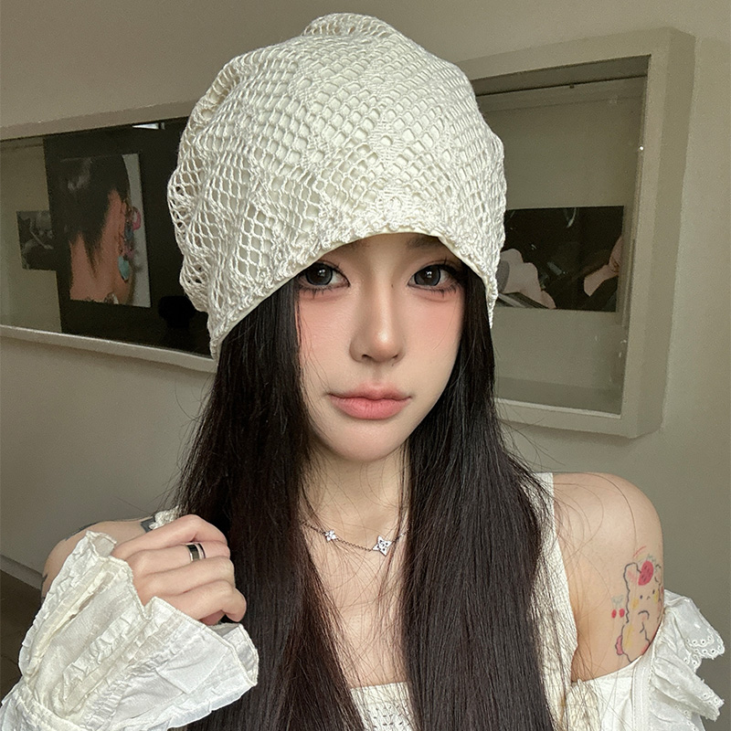 针织镂空堆堆帽女春夏季新款薄款