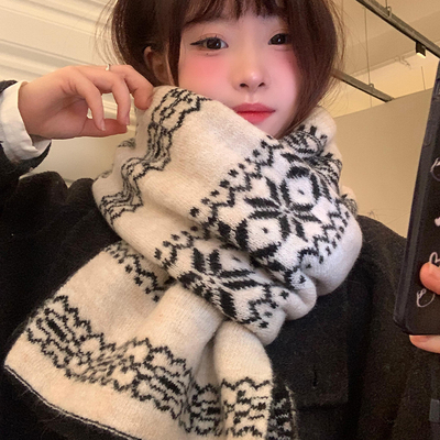 灰色针织围巾女2025年秋冬季韩系