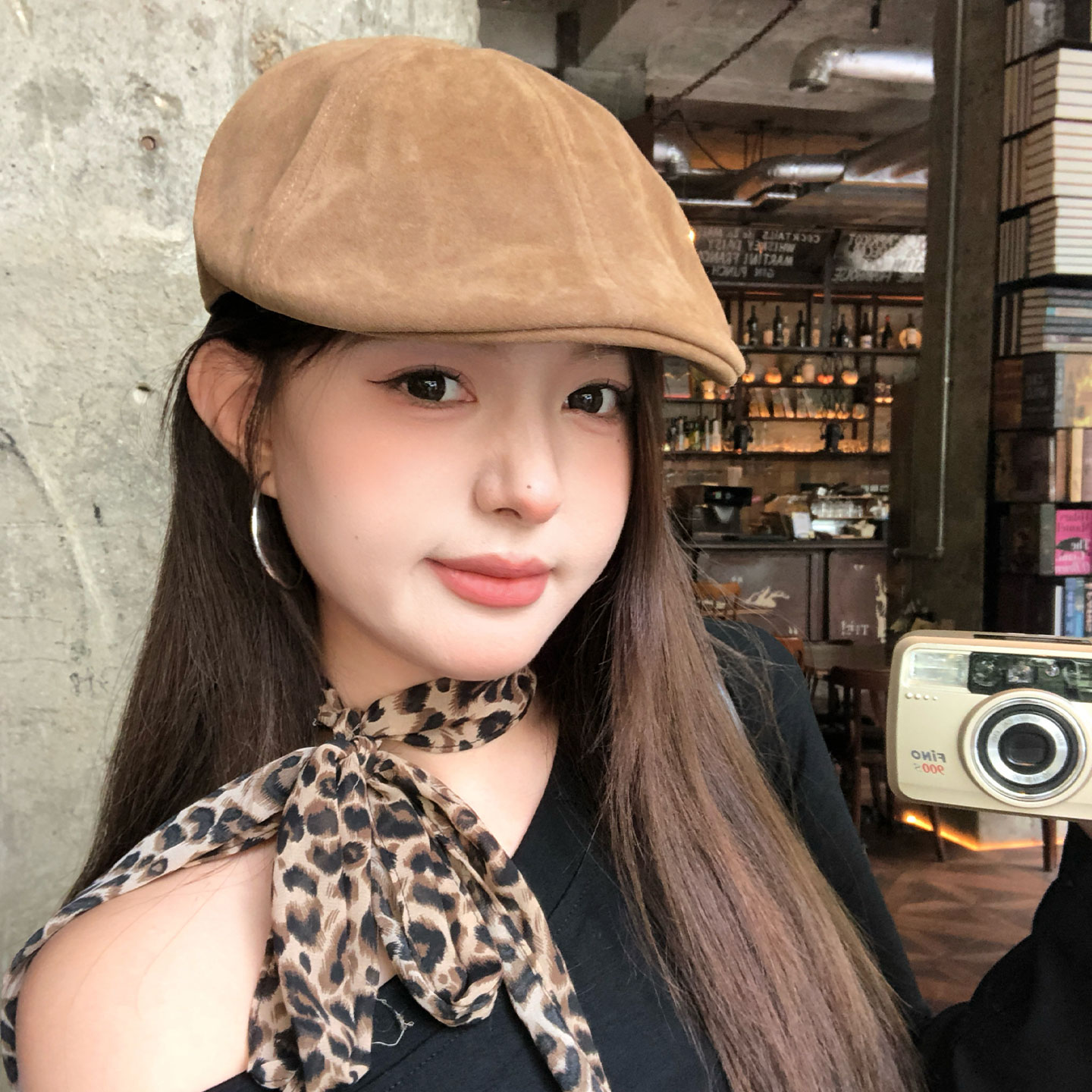 美式复古麂皮绒美拉德前进帽女