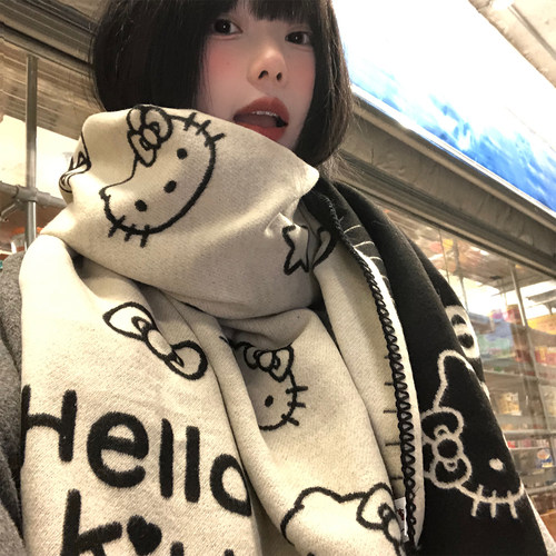 正版HelloKitty针织围巾女秋冬季