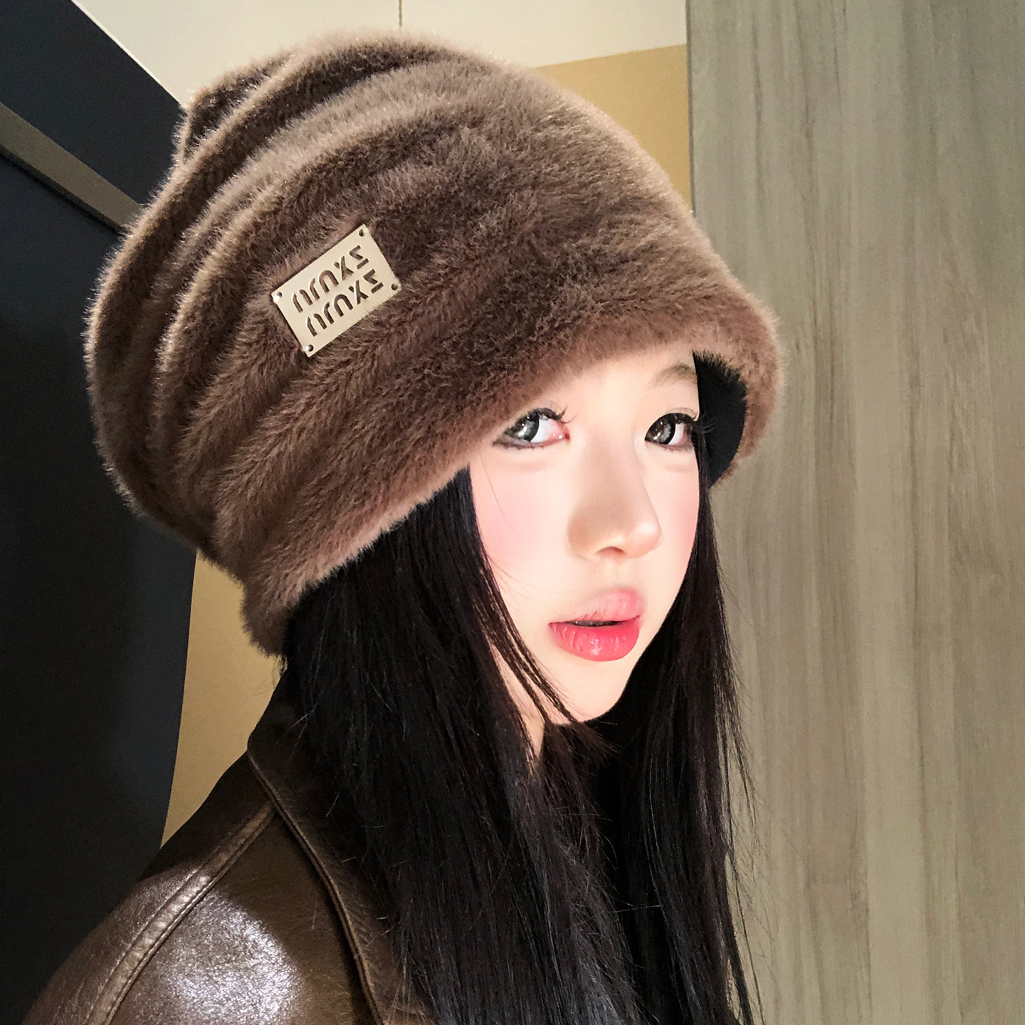 毛茸茸复古咖色针织冷帽女冬季氛围感堆堆帽防寒护耳保暖包头帽子,服饰配件/皮带/帽子/围巾,帽子,淘宝优惠券,粉丝福利购,淘宝优惠卷