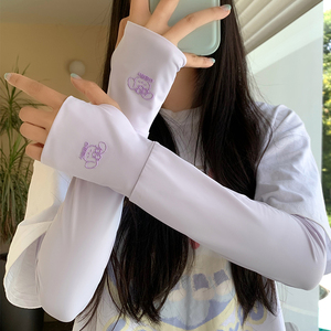 可爱冰丝宽松防晒袖套女春夏季户外遮阳防紫外线开车骑行护臂冰袖