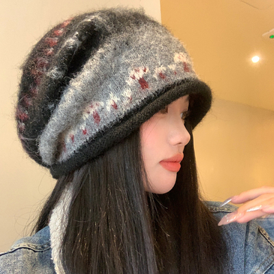 费尔岛风卷边堆堆帽女秋冬复古
