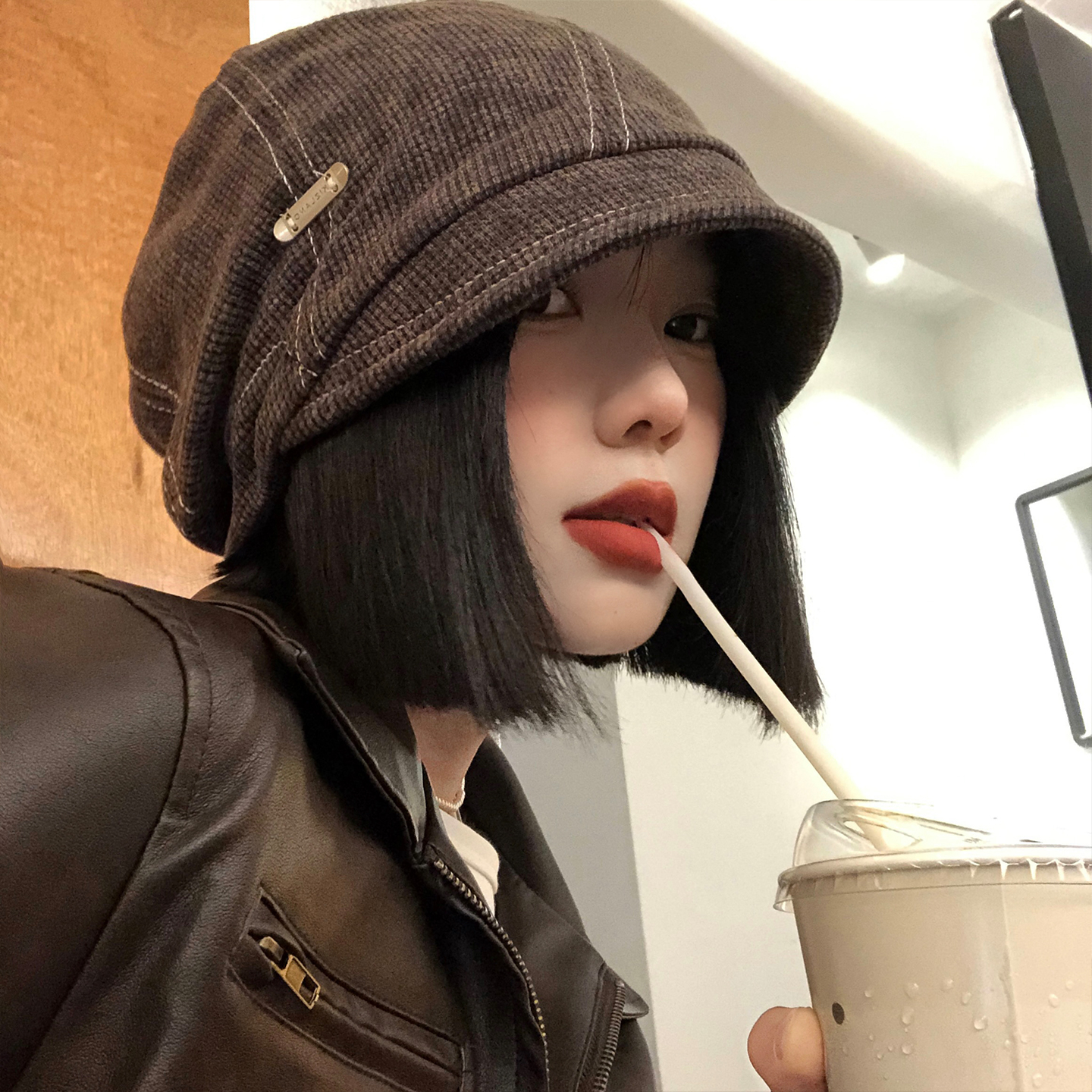 复古美式堆堆帽女秋冬显脸小