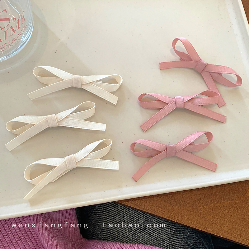 粉色蝴蝶结发夹女前额侧边刘海