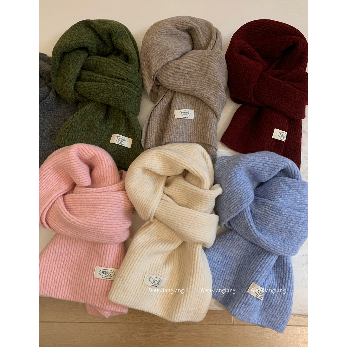 2025新款氛围感纯色针织围巾女冬