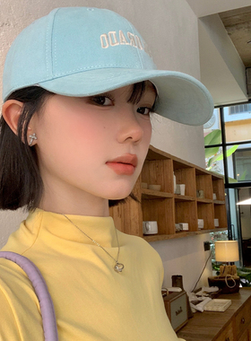 字母刺绣蓝色棒球帽女2026年春新款韩版百搭大头围显脸小鸭舌帽子