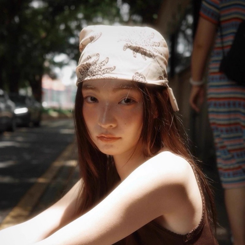 美式复古太阳花头巾女街头嘻哈印花包头丝巾高级感废土风潮酷方巾