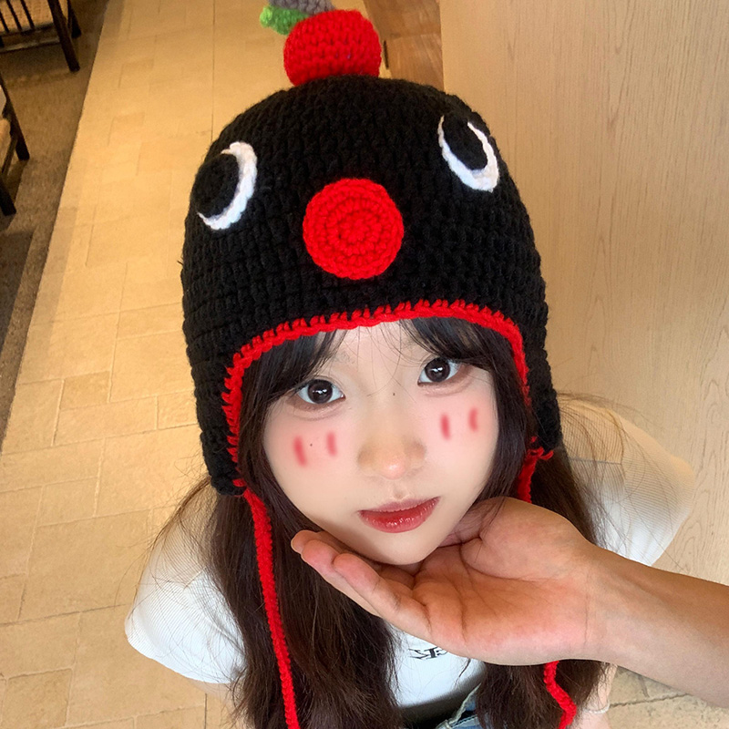 搞怪卡通小企鹅针织帽女2025新款