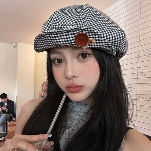 韩版y2k手工纽扣贝雷帽女云朵帽