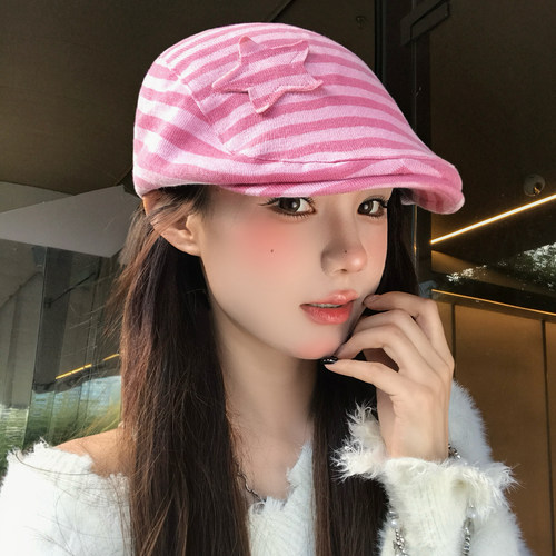 y2k甜酷星星条纹贴布前进帽女士