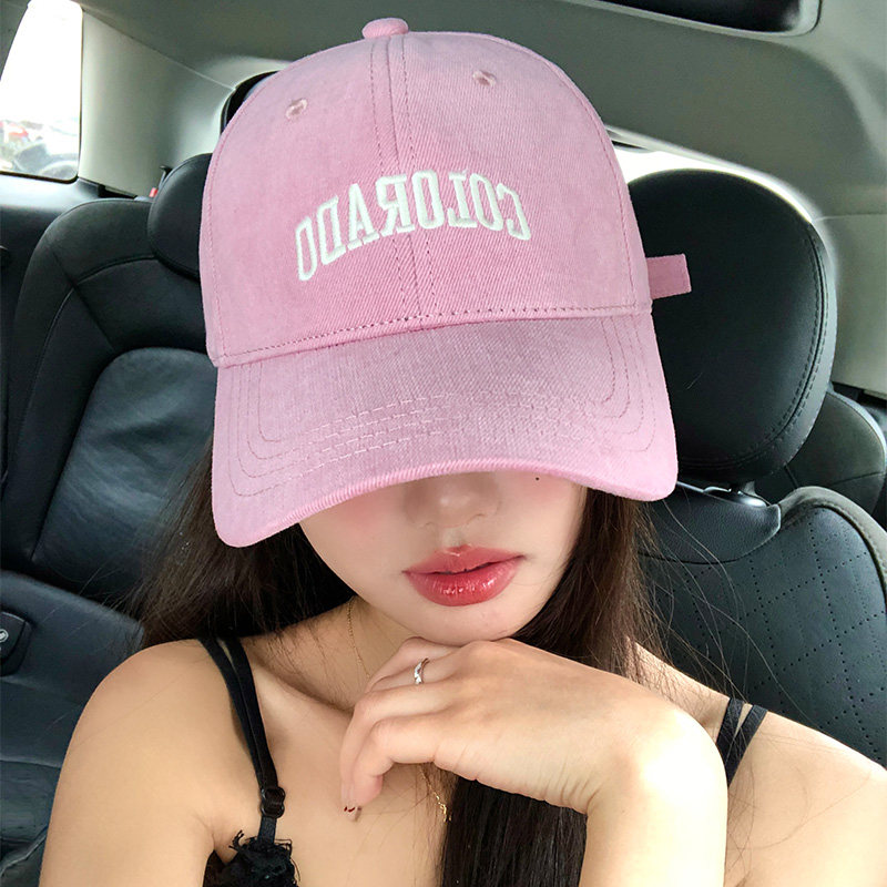 大帽檐字母刺绣粉色鸭舌帽女2026图片