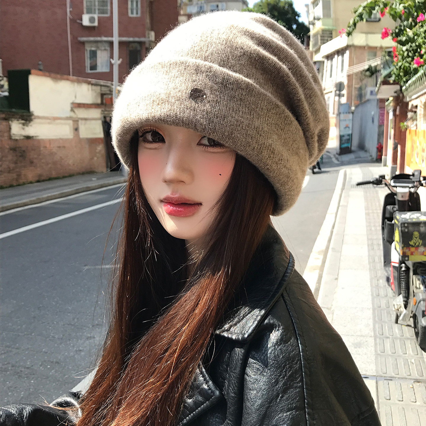 羊毛混纺针织帽子女2025新款冬加厚保暖护耳大头围冷帽堆堆毛线帽,服饰配件/皮带/帽子/围巾,帽子,淘宝优惠券,粉丝福利购,淘宝优惠卷