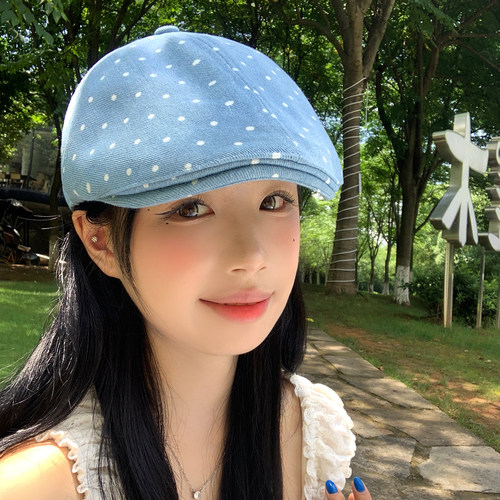 韩系波点牛仔前进帽女夏季文艺