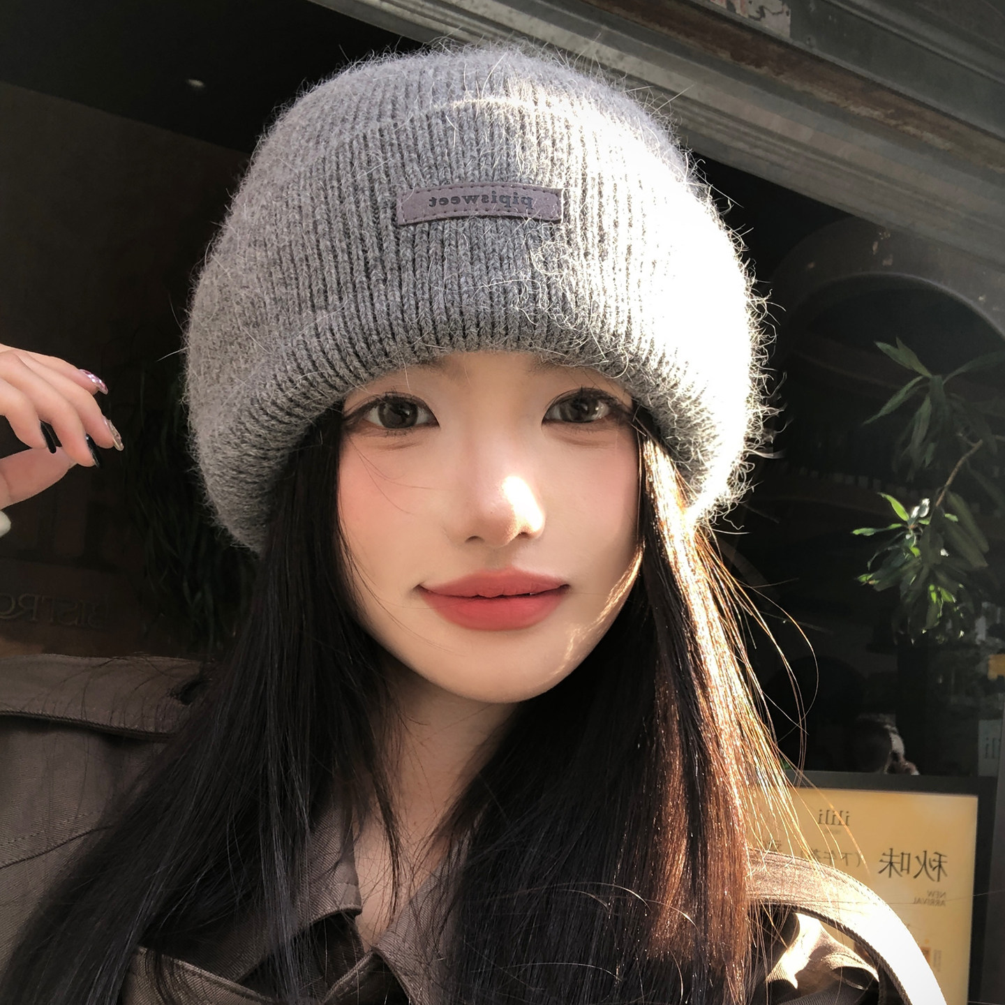 灰色兔毛针织毛线帽女2025新款加厚保暖冷帽大头围显脸小包头帽子,服饰配件/皮带/帽子/围巾,帽子,淘宝优惠券,粉丝福利购,淘宝优惠卷