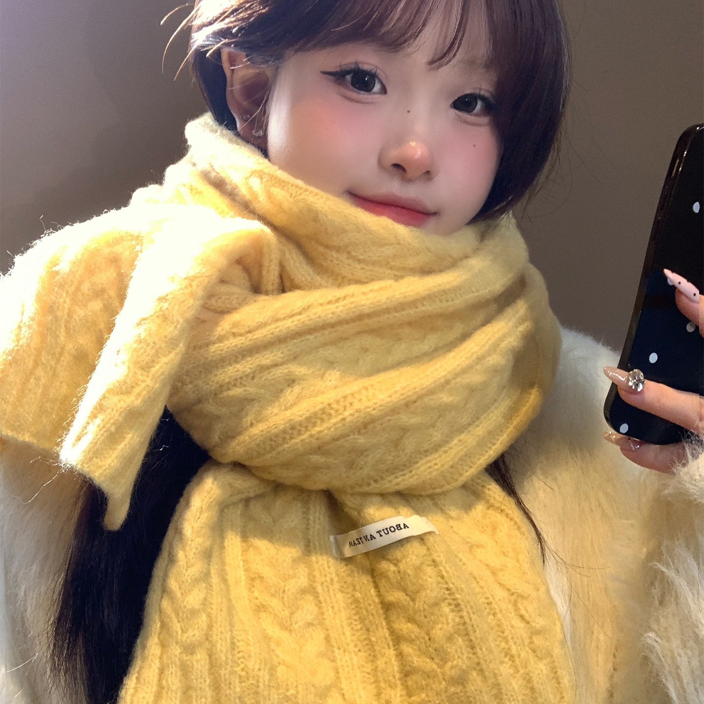 高级感黄色麻花针织围巾女秋冬含羊毛韩系氛围感保暖加厚护颈围脖,服饰配件/皮带/帽子/围巾,围巾/丝巾/披肩,淘宝优惠券,粉丝福利购,淘宝优惠卷