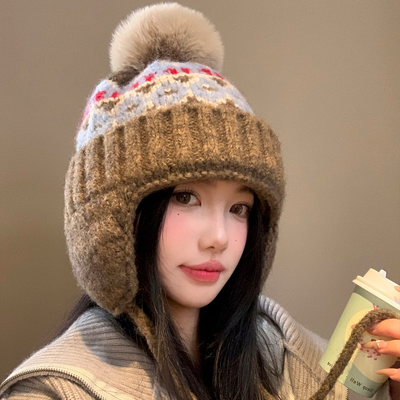 费尔岛风毛线帽子女2025年秋冬季复古针织帽显脸小保暖护耳雷锋帽,服饰配件/皮带/帽子/围巾,帽子,淘宝优惠券,粉丝福利购,淘宝优惠卷