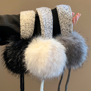 高级感毛绒绒绑带耳罩女冬季2025新款韩系骑行保暖防寒防冻耳捂子