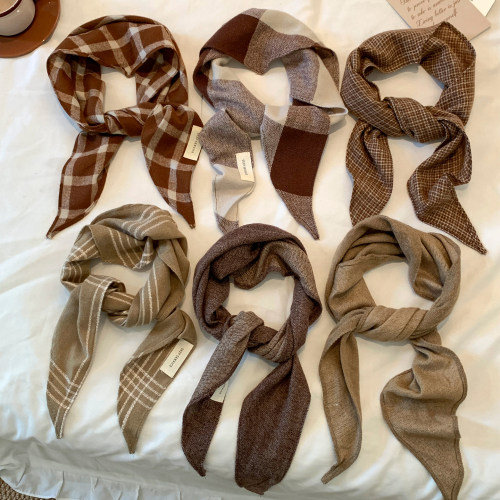 美拉德复古格子软糯围巾女秋冬