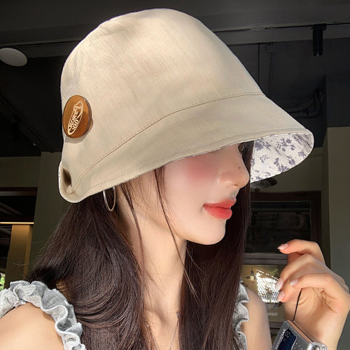 日系碎花翻檐渔夫帽子女时尚文艺