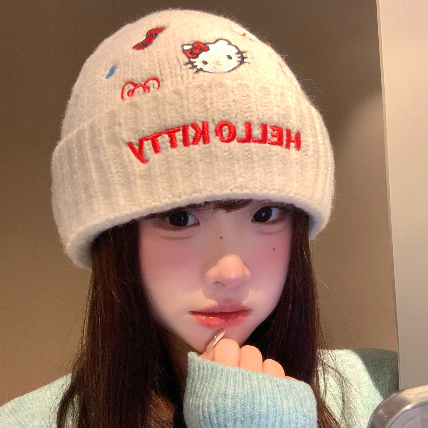 正版HelloKitty凯蒂猫针织帽女冬