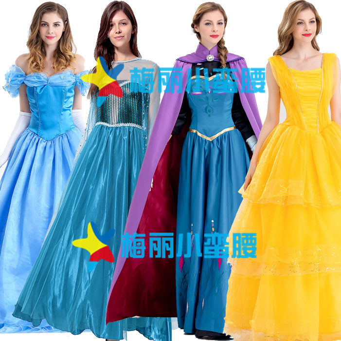 成人白雪公主裙演出服万圣节服装迪士尼灰姑娘化装舞会表演晚礼服