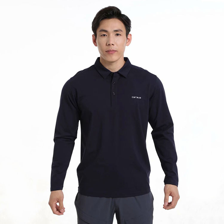 CARAVA喀尔沃男春夏商务休闲弹力长袖翻领POLO衫速干T恤821633