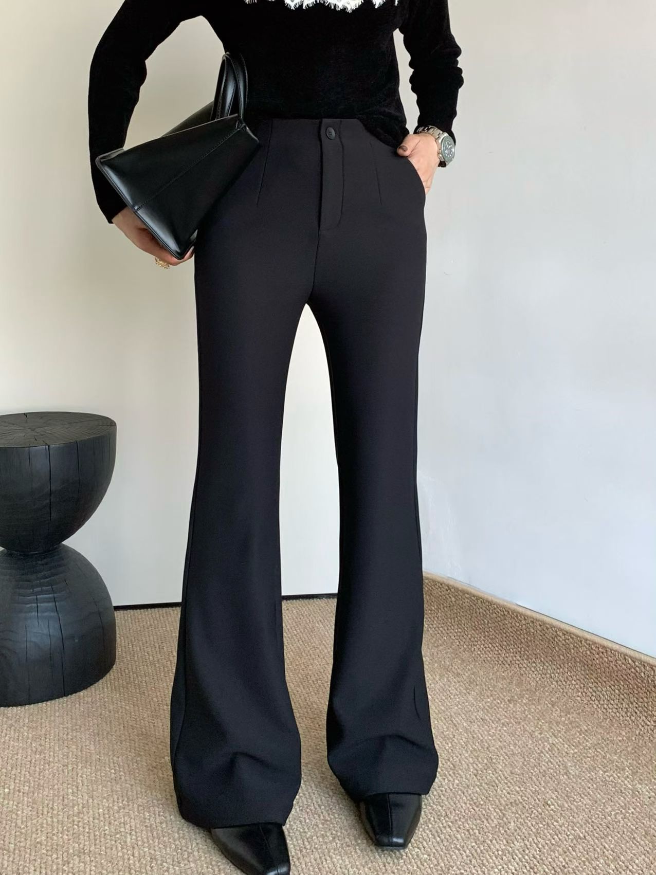 欧洲站2025秋冬新款时尚百搭高腰显瘦修身加绒显瘦大长腿马蹄裤