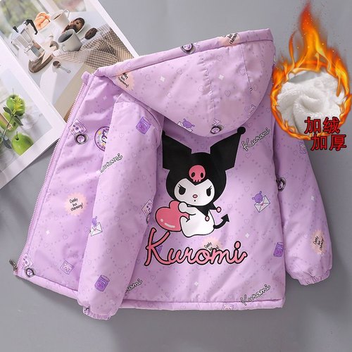 女童棉服库洛米新款2025加绒洋气加厚外套中小童女孩冬装二棉风衣