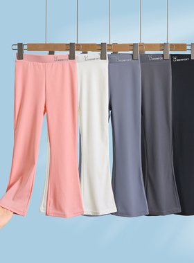 女童裤子夏季薄款微喇裤白色凉感喇叭裤小公主洋气时髦儿童鲨鱼裤