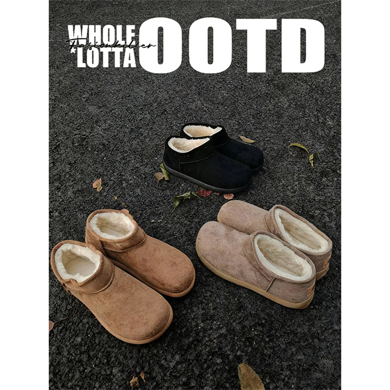 NewRockstarChoppa 一脚蹬棉鞋男冬季加绒保暖防寒厚底短筒雪地靴