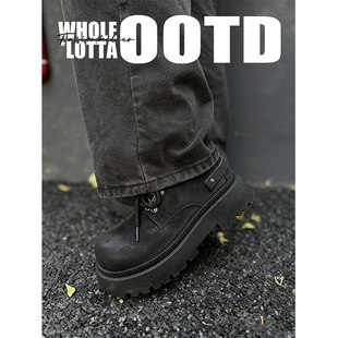 NewRockstarChoppa 顶男Cleanfit穿搭纯黑德比鞋秋冬厚底大头皮鞋