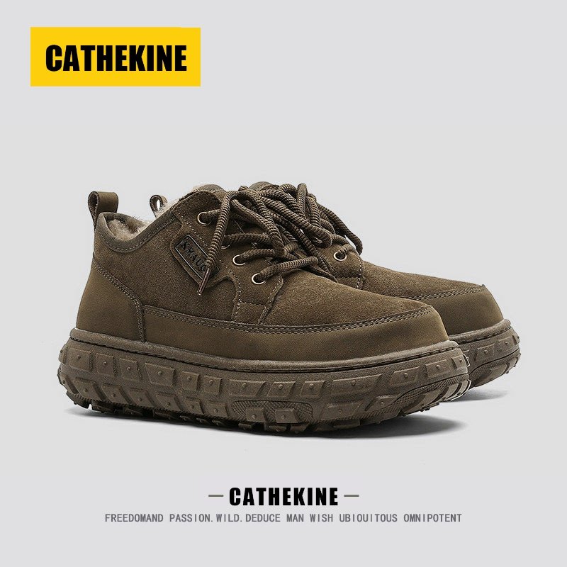 美国CATkaoao轮胎底雪地靴男加绒保暖厚底系带户外冬季百搭棉靴男,流行男鞋,时尚雪地靴,淘宝优惠券,粉丝福利购,淘宝优惠卷