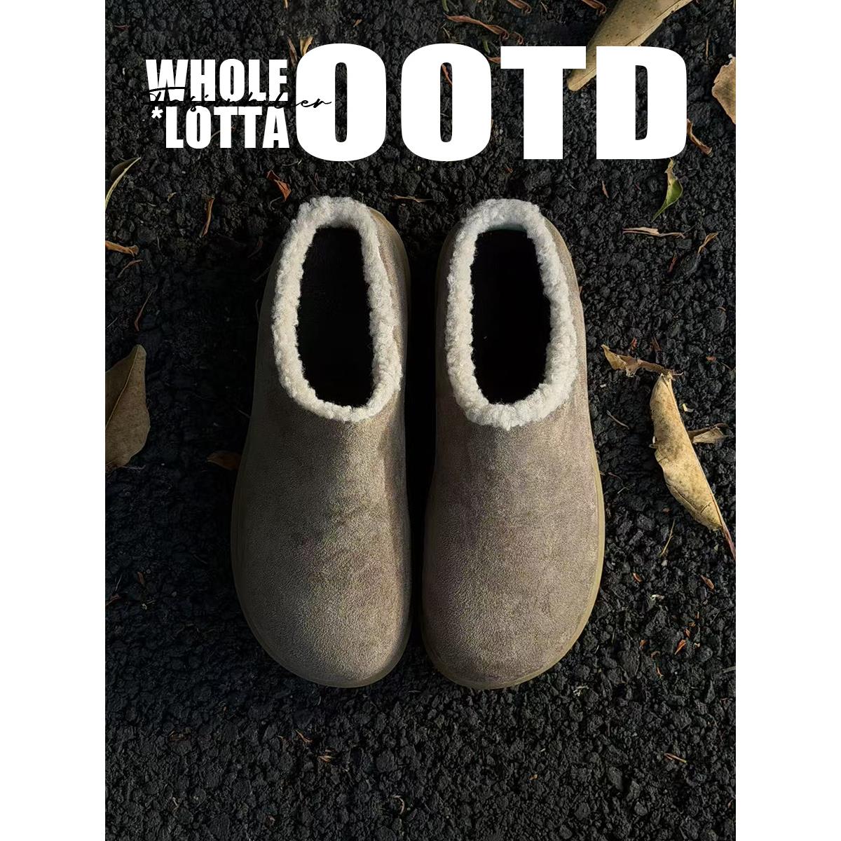 NewRockstarChoppa 加绒保暖勃肯鞋男款冬季一脚蹬懒人小土豆棉鞋