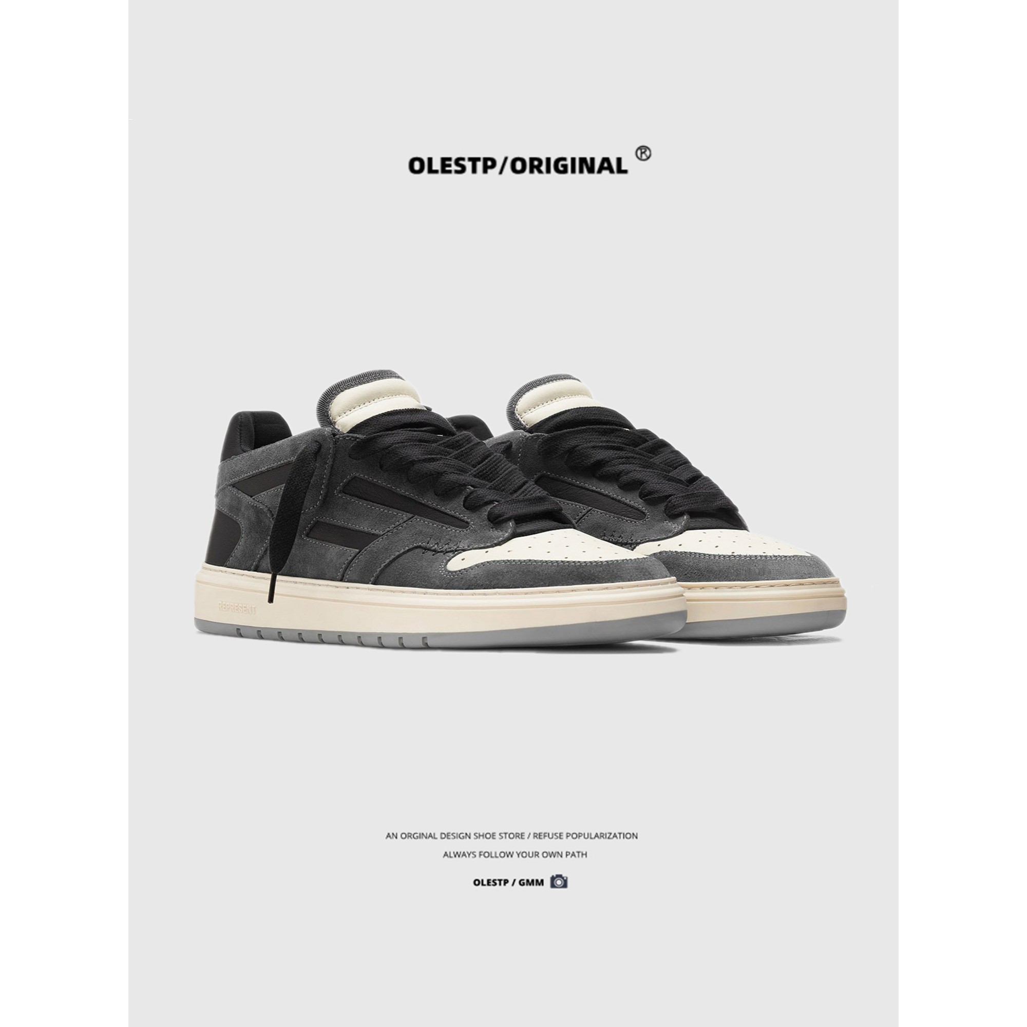 复古低帮板鞋小众真皮潮鞋